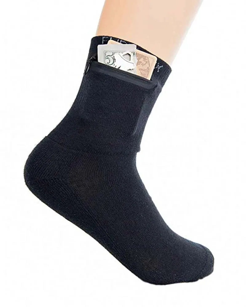 custom design zipper pocket socks