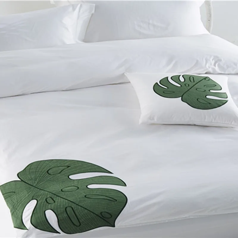 100% Cotton Bed Sheet Set and Green Color Home Bedding Set with Southeast Asian Style