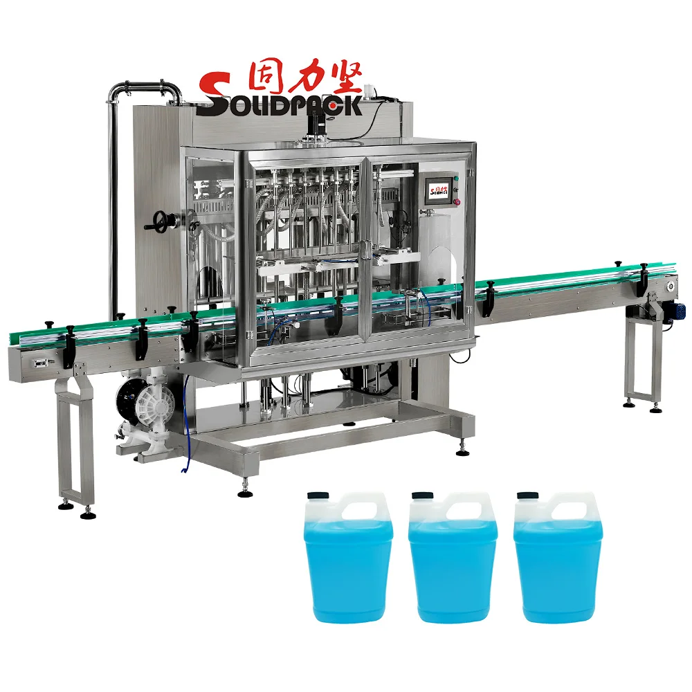 Solidpack automatic glass bottle water Cleaner Liquid 4 Heads Volumetric filling Packing machine 5000