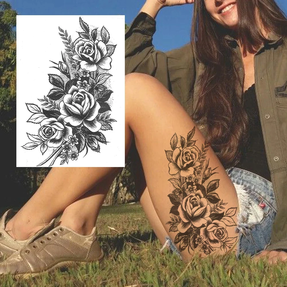 Men Women Designs Waterproof Non toxic Juice Ink Semi Permanent Full Arm Temporary Tattoo Sticker Last 15 Days