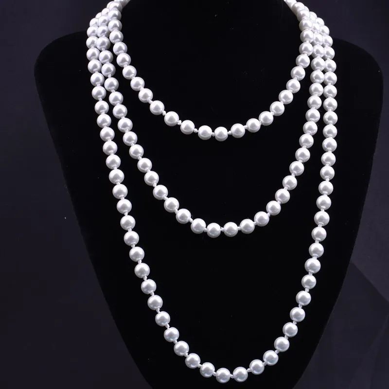 JC Wholesale glass bead imitation 1.5meter pearl necklace high quality colorful pearl necklace jewelry