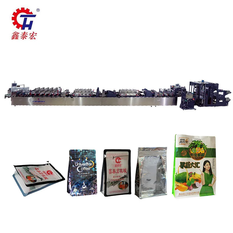 paper plastic vacuum zipper self-standing eight side sealing bag making machine