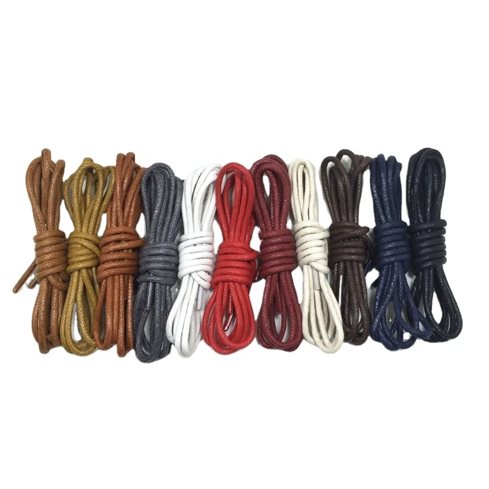 Wholesale round waxed shoe laces with available colors