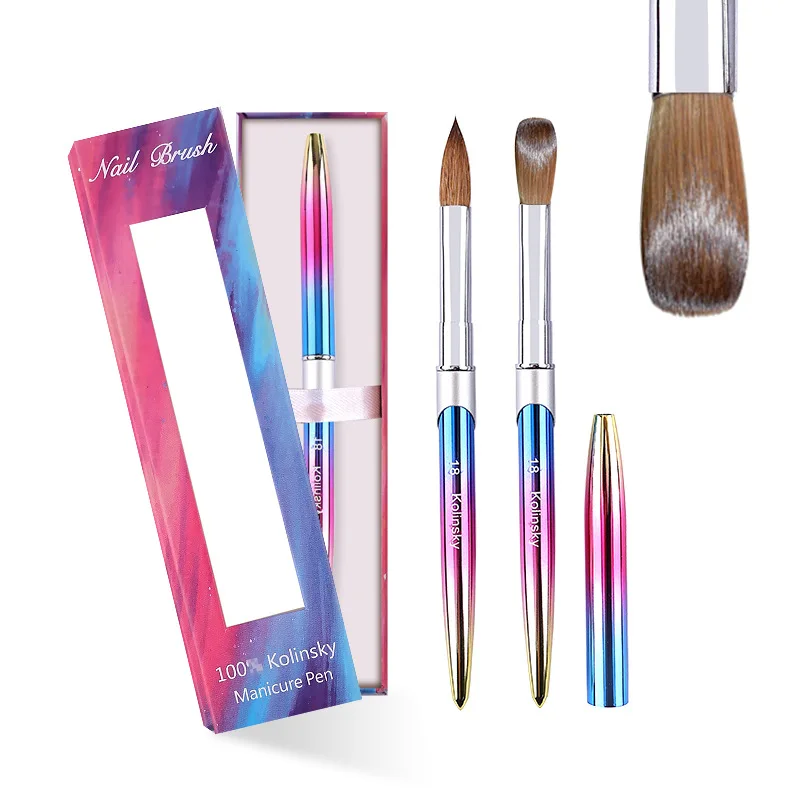 Personalized 100% Kolinsky Acrylic Nail Brush Custom Logo Metal Handle 100% Pure Kolinsky Germany Acrylic Nail Brush Suppliers