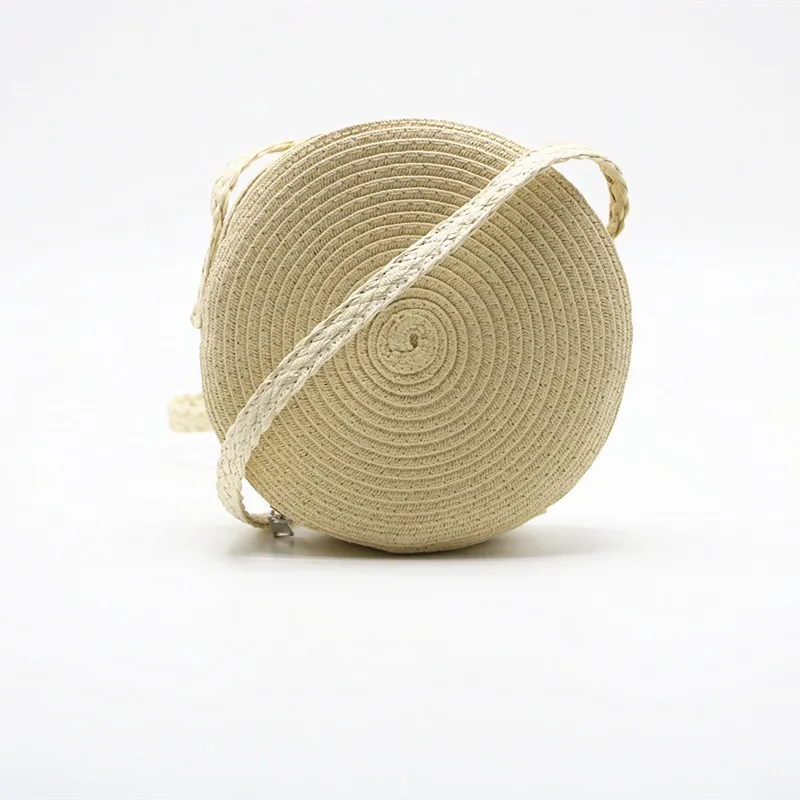 Children outdoor paper braid cross body bag round sand-proof beach bag customization straw bags