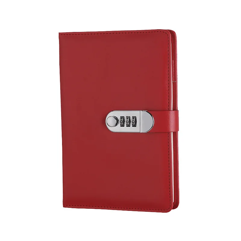 A5 Vintage Password Book Student Diary Book with Lock Creative Notebook Stationery Leather Thickened Notebook Handbook