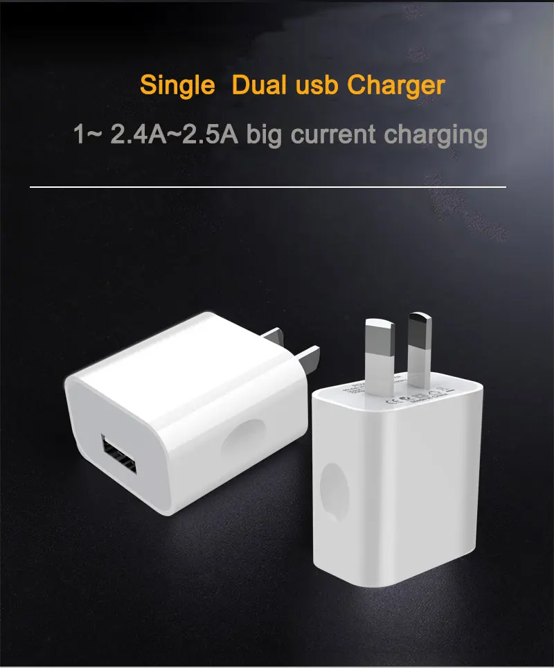 oem odm 2a 2.4a 2.5a eu usa au uk plug charger cable with cell phone travel usb charger adapter