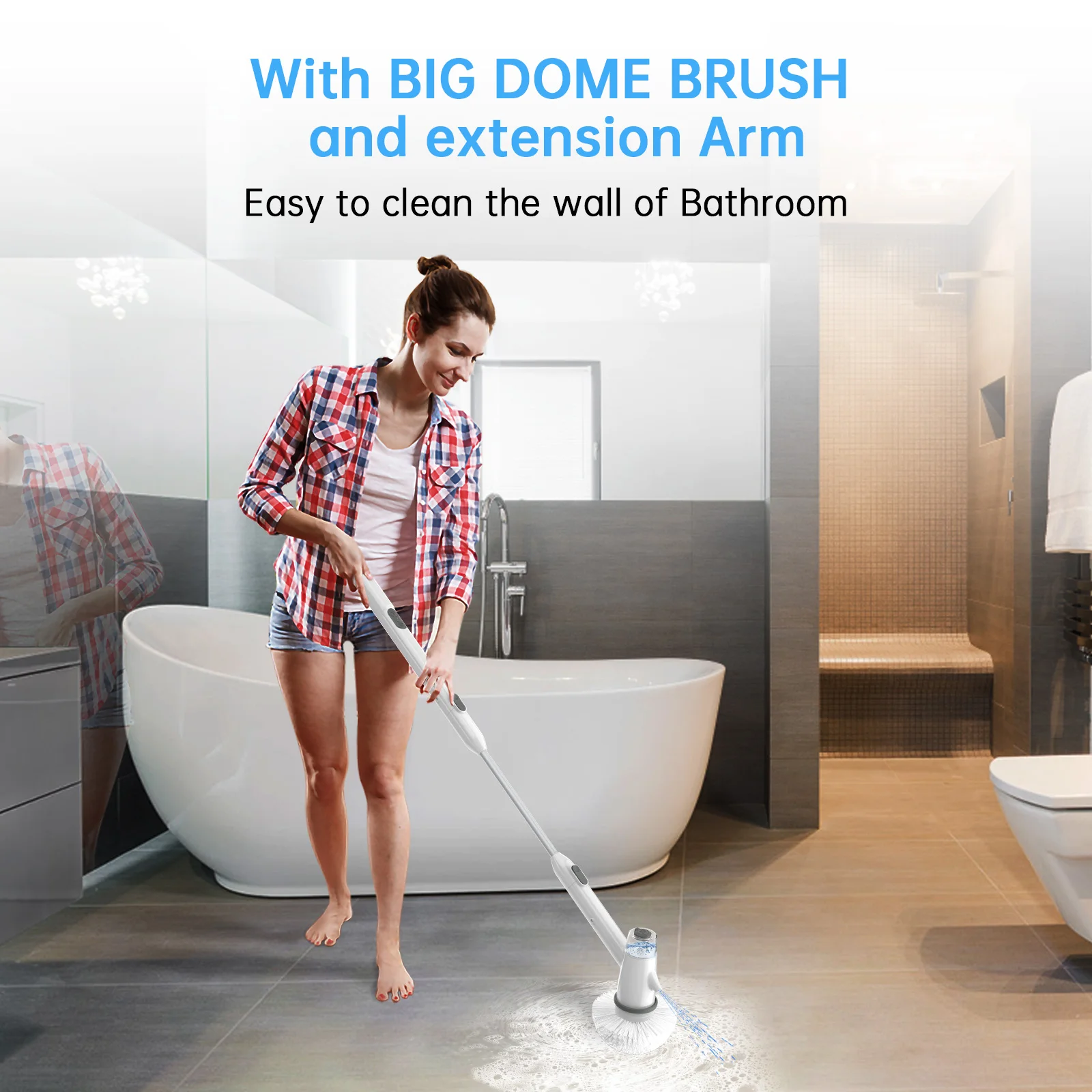 New Model For 2021 Cordless Electric Bathroom Rotating Scrubber Cleaning Brush With Formula Tank Can Spray Detergent