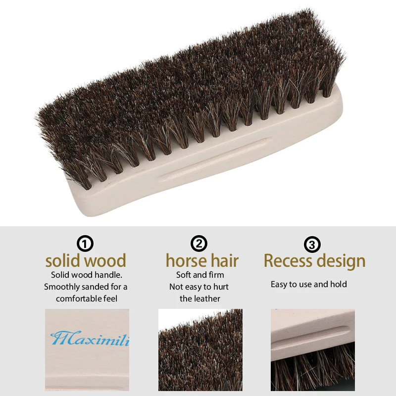 Factory Wholesale Custom Logo Wood Sneaker Shoe Cleaning Brush Horse Hair Wooden brush for Leather Shoe