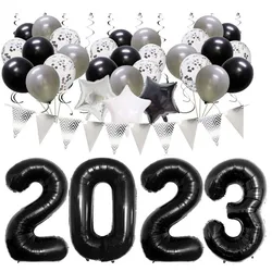 2024 New Year set graduation aluminum film balloon package spiral pendant window shop layout balloons