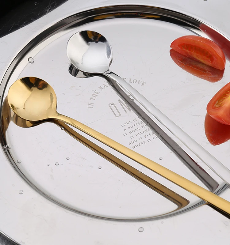 
Golden Tall drinking mixing spoon long handle spoon 