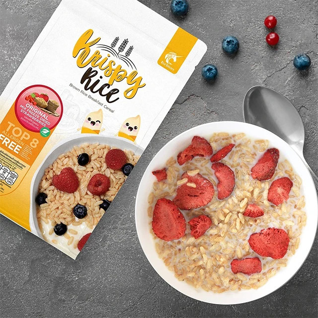 Krispy Rice Food Snacks Breakfast Cereal Wheat Grain Best Selling from Thailand