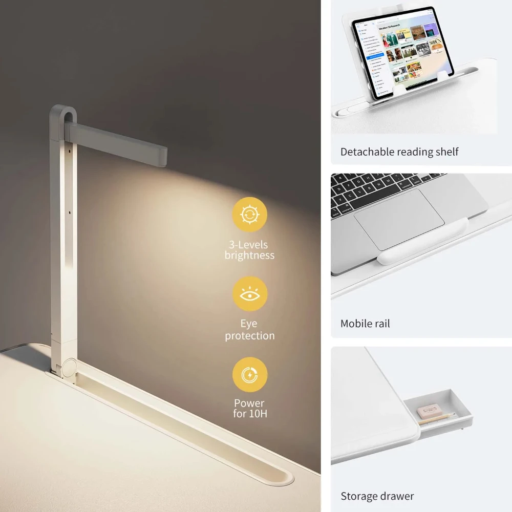 Wholesale Portable Lap Desk with LED light Drawer Laptop desk table with USB type-C Adjustable Height for Laptops and Reading