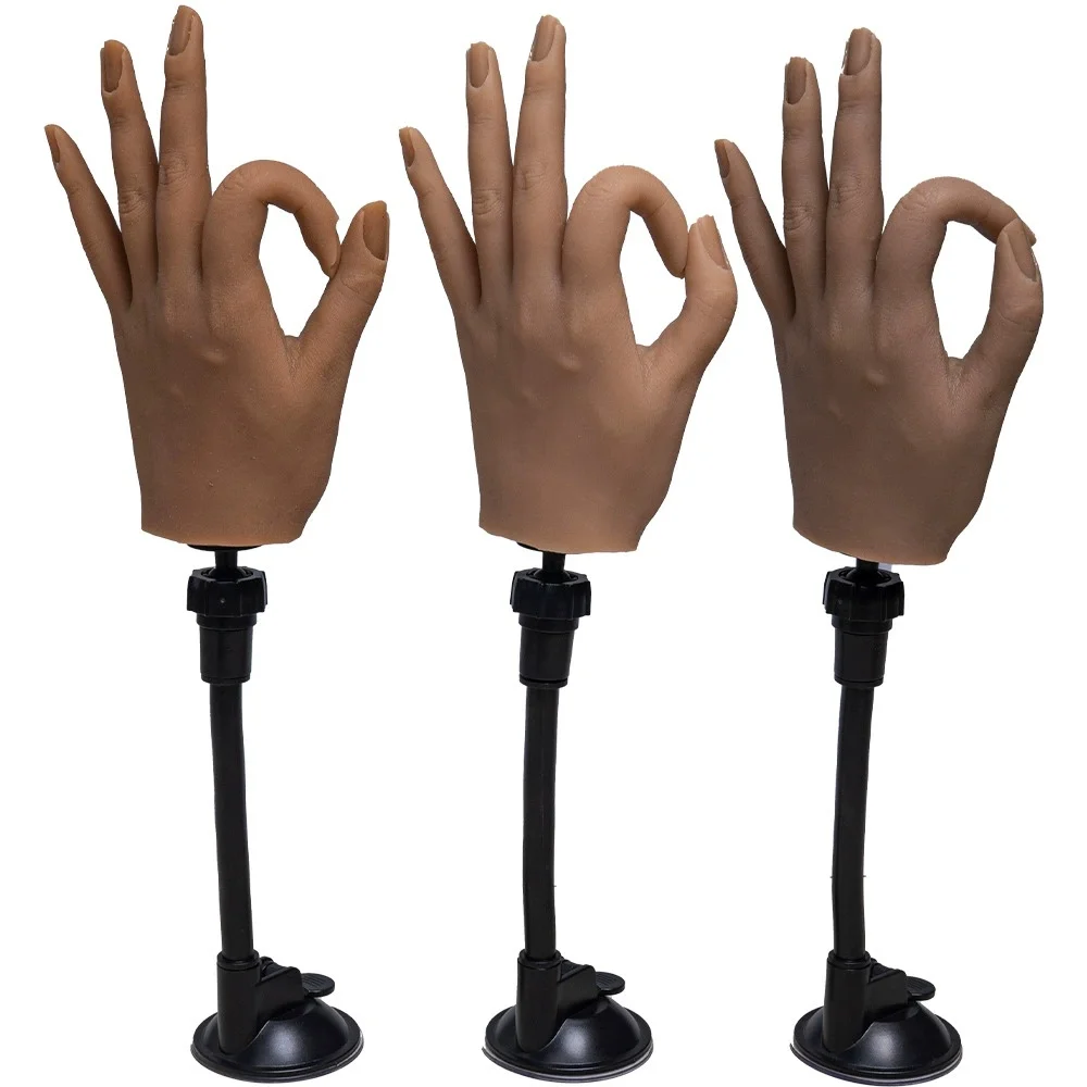 Articulated and bendable realist practice silicone prosthetic hand model  for nail art mannequin