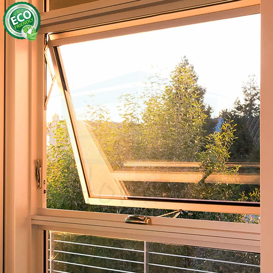 Australia As2047 French Modern Tempered Glass Commercial External Windows Double Glazed Awning Window