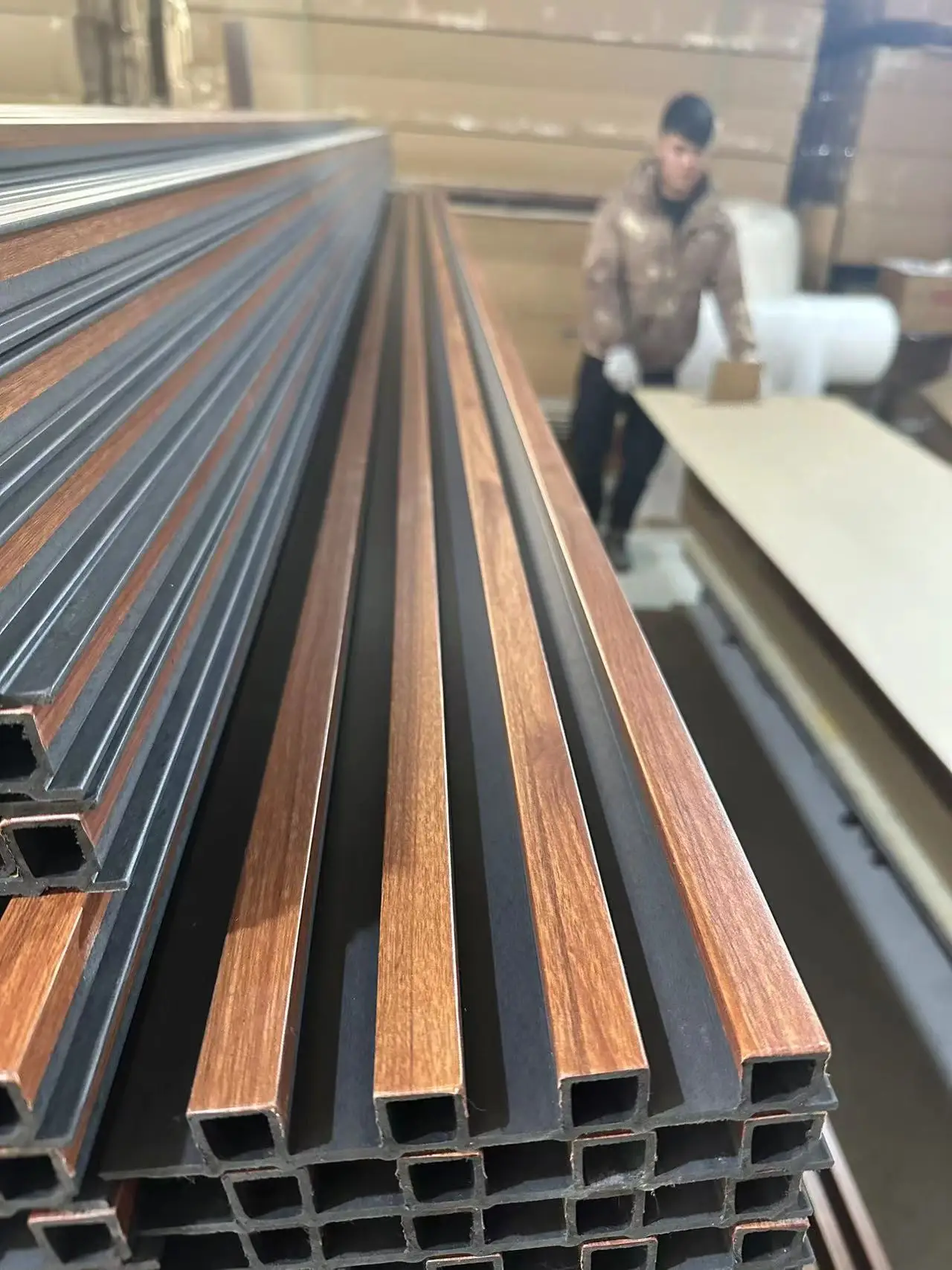 high quality Black base board wpc pvc wall panel wpc fluted wall panel wood replacement