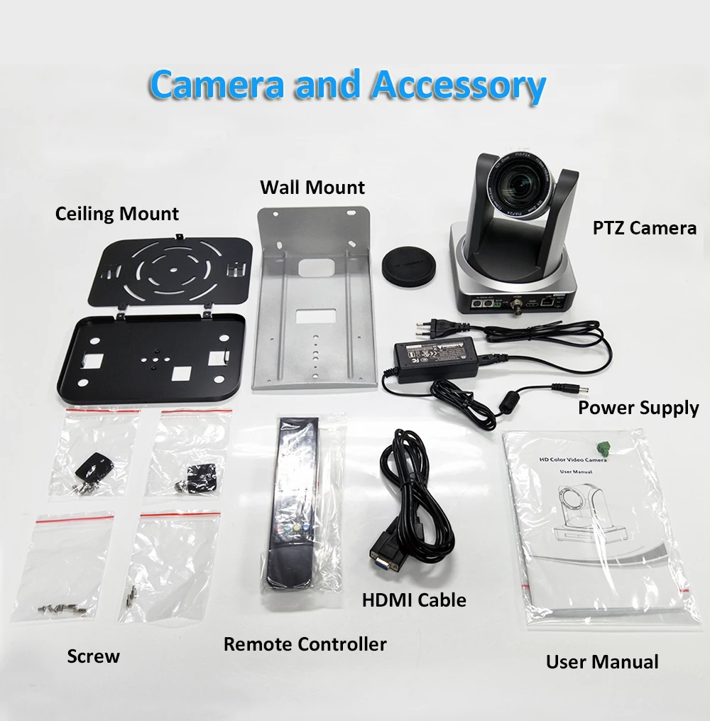 Large Room 30X Optical Zoom 65.1 View Angle PC TV Monitor PTZ Camera for Live Streaming Lecture Video Conferencing