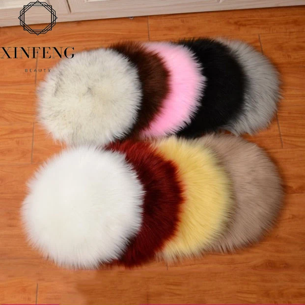 30cm Ultra Soft Round Faux Fur Rug Fluffy Area Rug Cushion for Chair Background for Nail Desk Photos nail tools