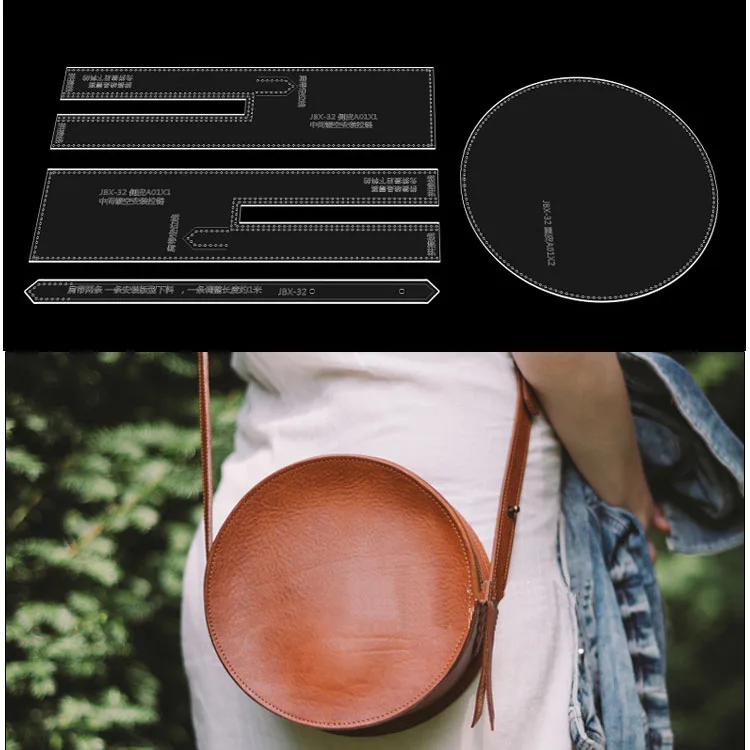 Popular handmade stencil templates leather round bag leather patterns templates