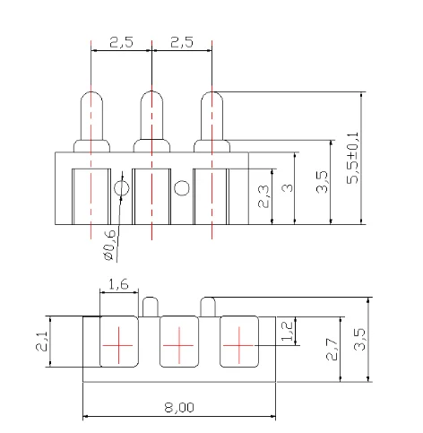 Gold-plated spring contact pin, spring loaded connector brass pogo pin for PCB
