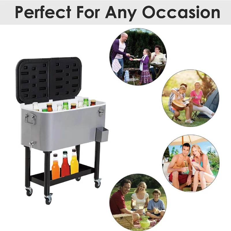 Yoho Hot Sale Outdoor Patio Ice Bucket-Cooler Cart Eco-friendly beverage  holder ice bucket for Summer Party