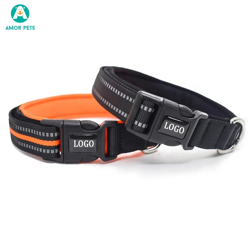 Customized wholesale high quality breathable mesh nylon reflective D-ring plastic buckle dog collar