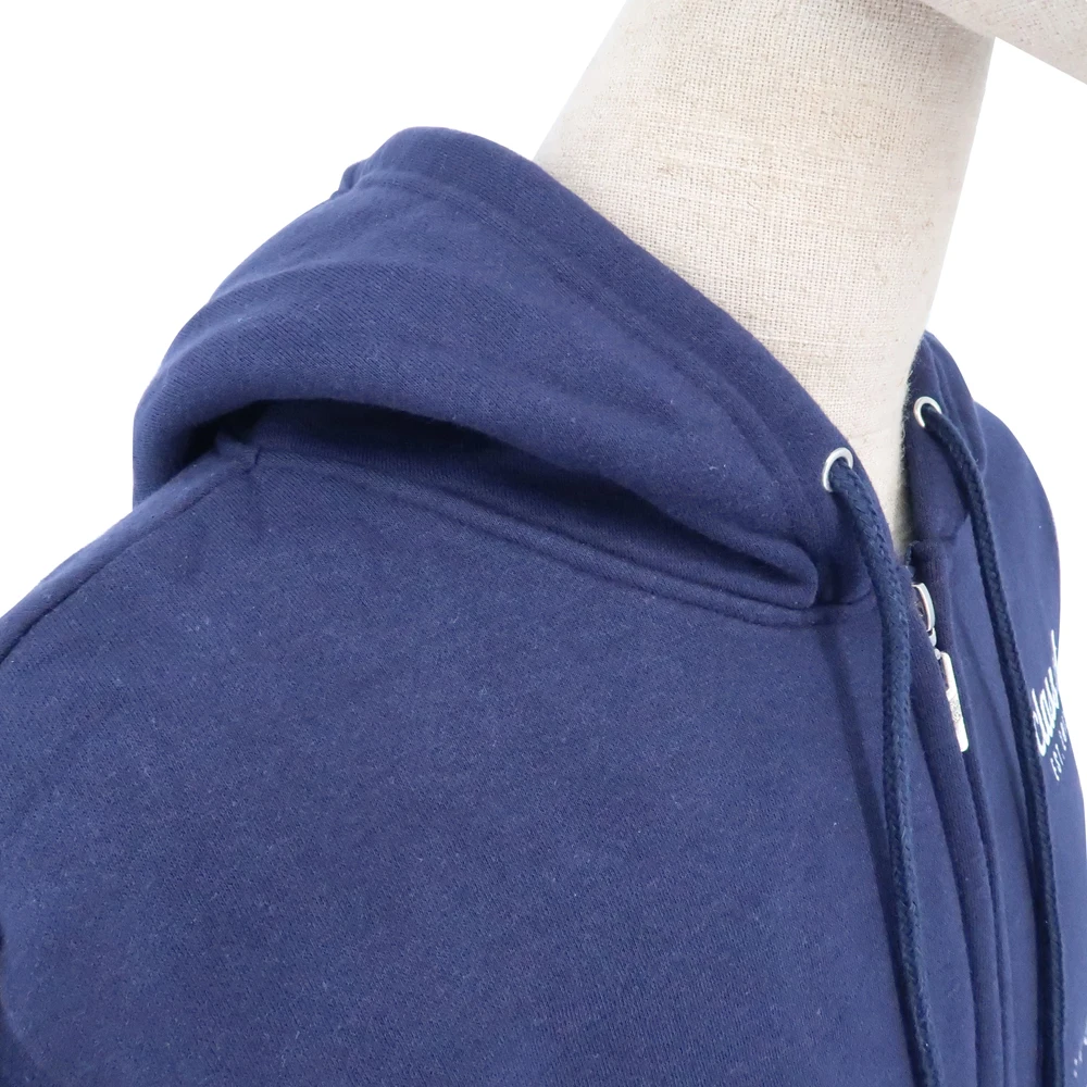 Newest fashion design EU size full Print 360g navy blue hemp Breathable zip throught hoodie for boy