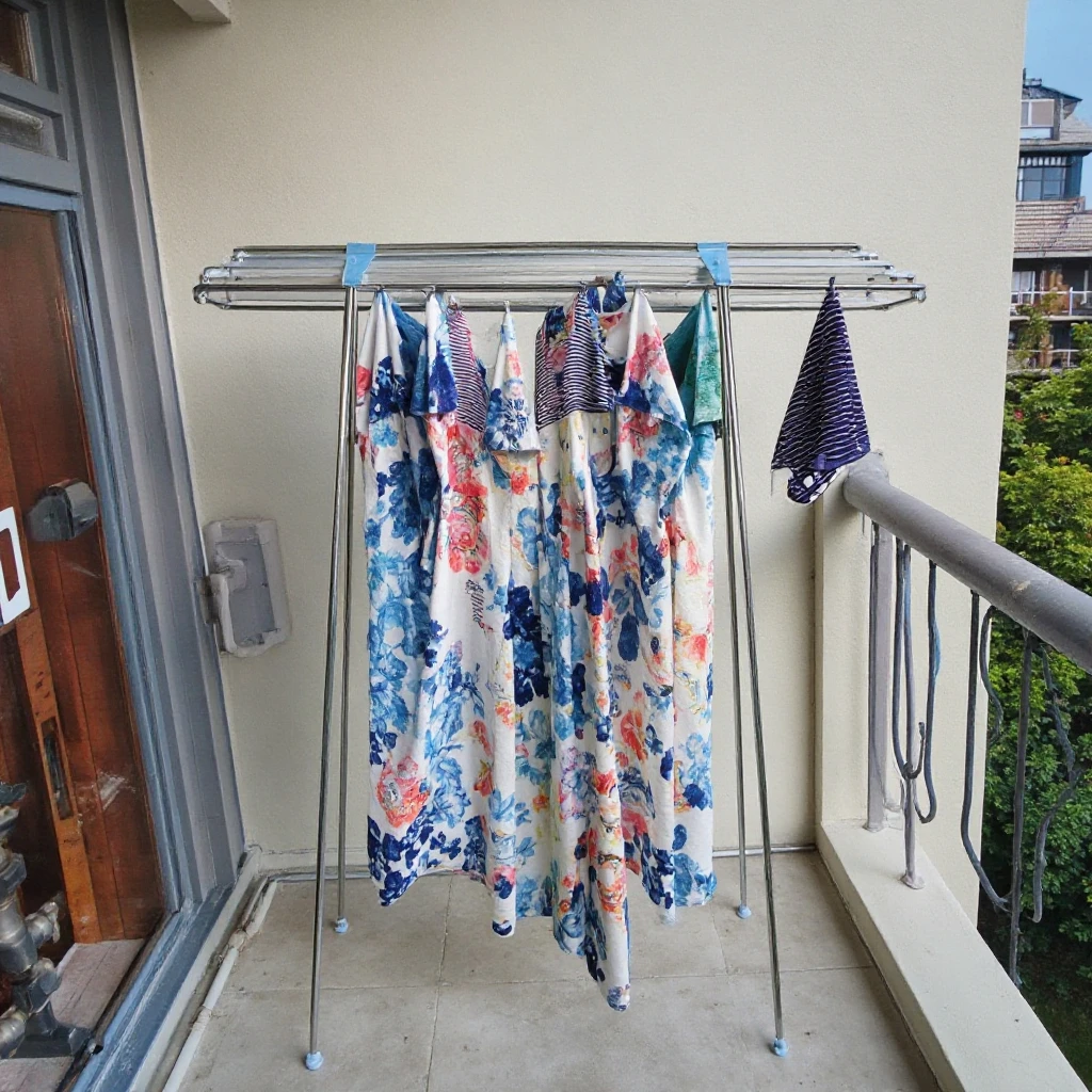 Detachable Standing Double-Tier Laundry Room Organizer with Fabric and Iron Material Shoe and Clothing Drying Rack for Storage