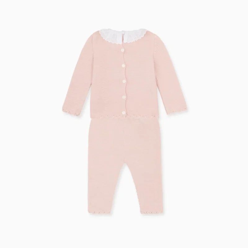 Cute Toddler Girl Autumn Fashion Knitting Sets Comfortable Babies Clothing Pink Cotton Baby Girls Knitted Set Home Playwear Item