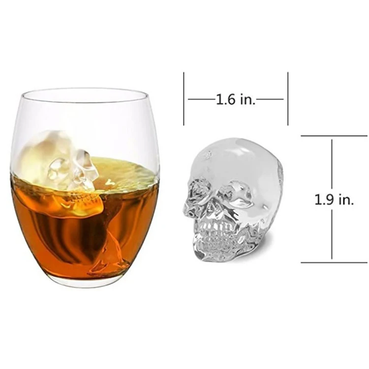 silicone skull  ice cube  mold Hot sales silicon ice block mould  creative 3D Fashion skull ice ball mold