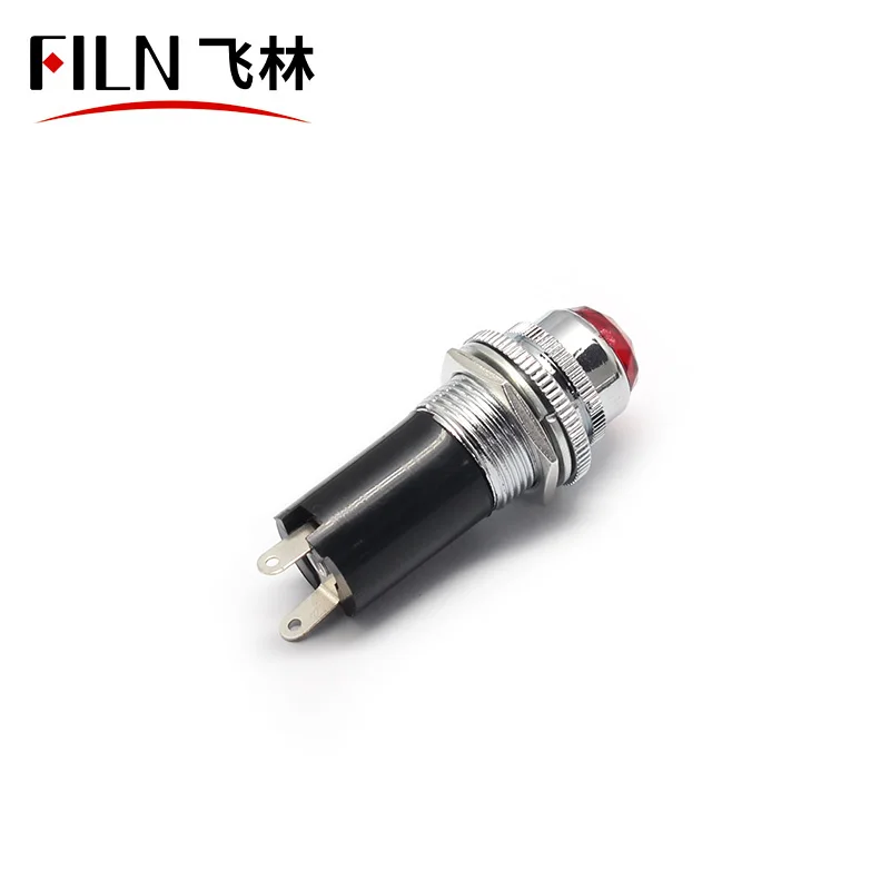 FILN 110V 16MM diamond led metal IP65 waterproof Socket head red green blue yellow led indicator light without wire