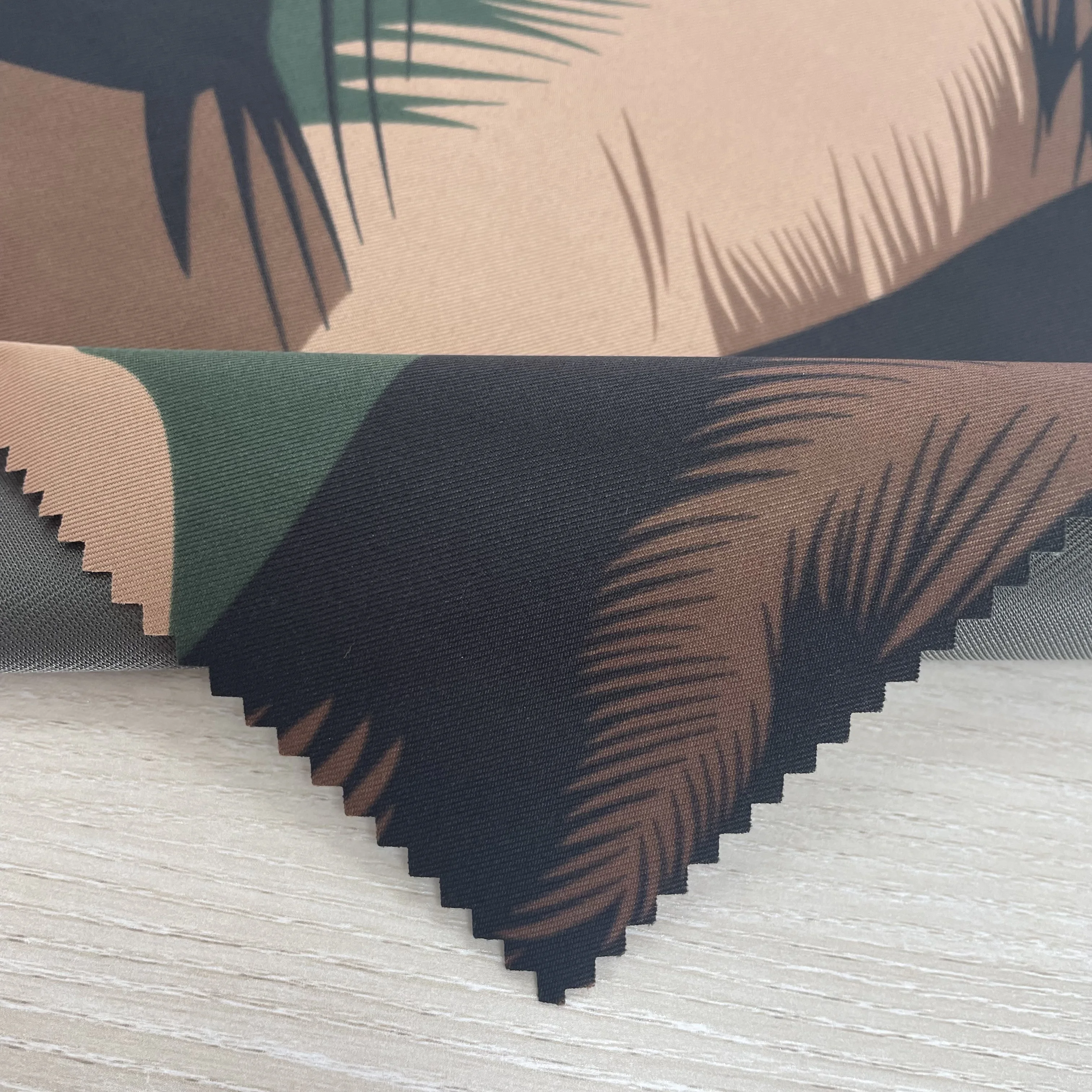 Waterproof 100% Polyester 2/2 Twill Print Pongee And TPU Membrane And Tricot 3 Layers Fabric