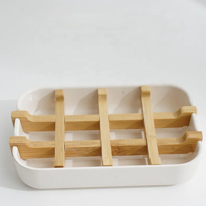High Quality Bamboo fiber soap box biodegradable bamboo wood soap storage dish household bathroom drain soap holder