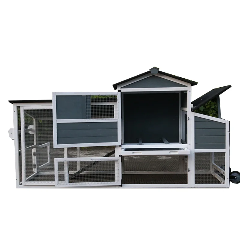 Factory Wholesale Large Outdoor Wood Movable Chicken Coop