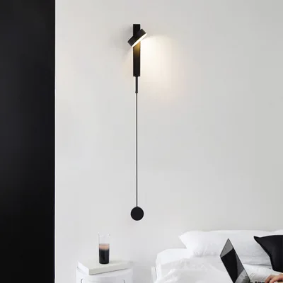 Black Gold Simple Rotating LED Indoor Wall Lamp Aluminum Body Decorative Aisle Rotary Switch for Bedroom Living Room Home