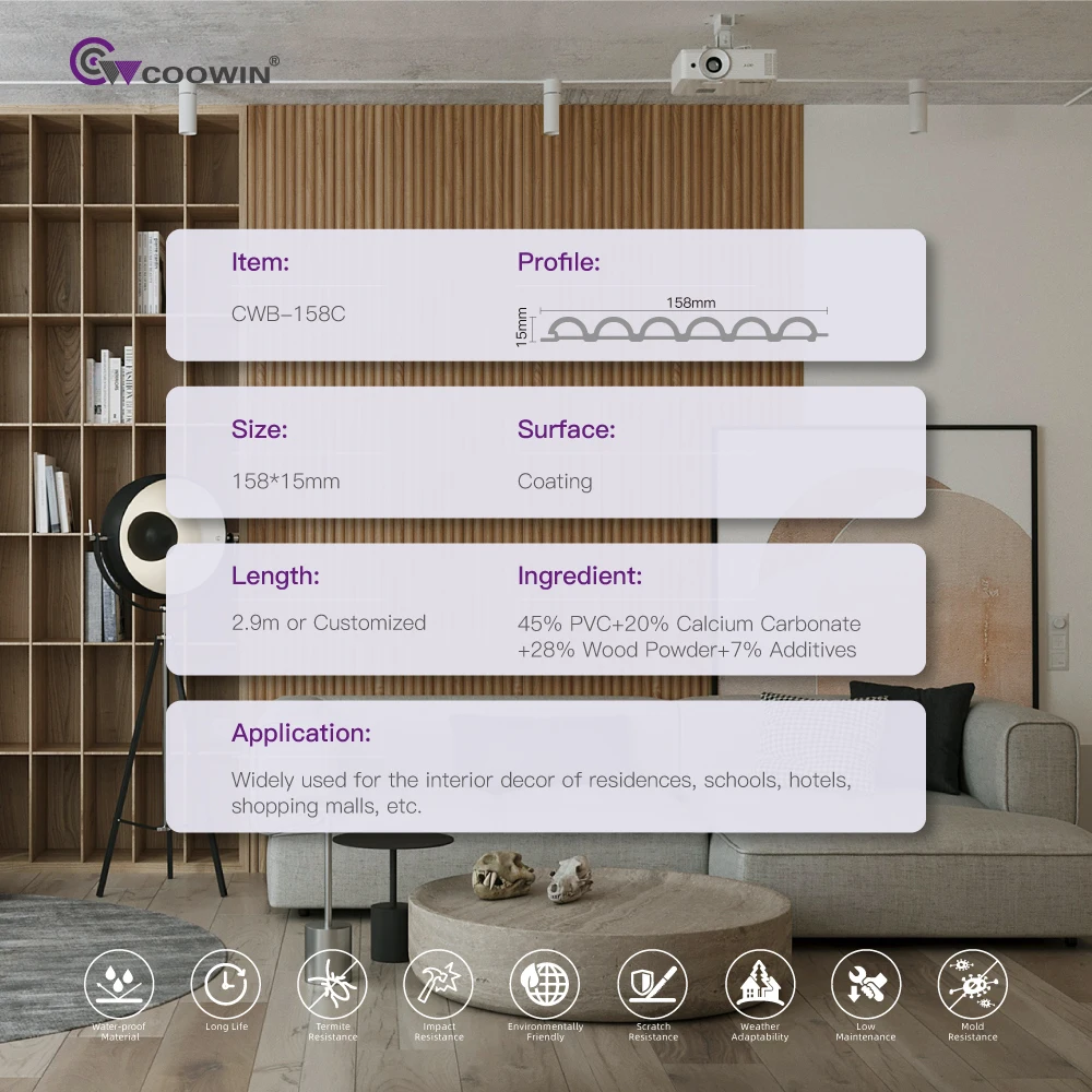 Hotels Thermoplastic Wpc Wall Panels Interior Wpc Fluted Panel Design Panel