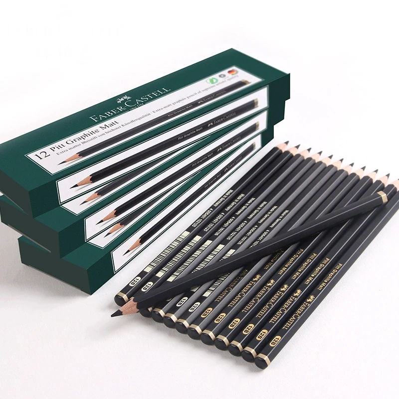 Матовый графитовый карандаш Faber-Castell для рисования художественный затенения черного цвета графитовые