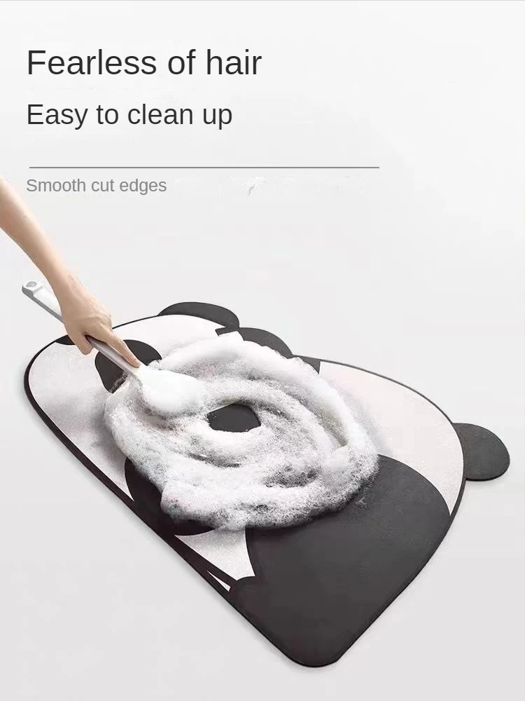 Cartoon Animal 40x60cm Quick-Dry Bath Mat Non-Slip & Super Absorbent Versatile Use for Home & Kitchen-Oval Washable for Bathroom