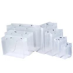 Custom Frost Transparent PP Plastic Handle Bag small clear plastic bag with UV Printing
