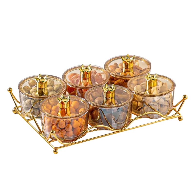 Snack plate dried fruit nut snack 6 glass platter confectionery dessert modern living room creative fruit tray