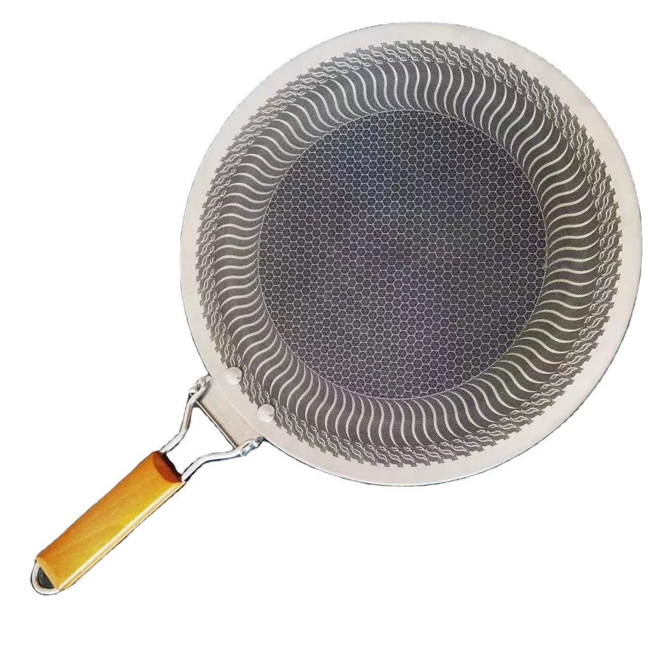 34cm Triply stainless steel 316 grill pan with honeycomb non stick frying pan griddle pan more durable with wood folding handle