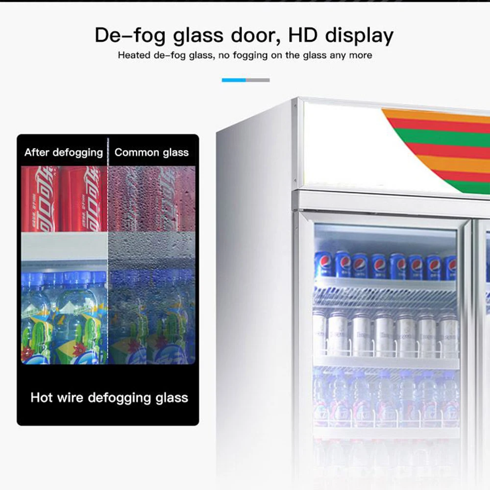Refrigerator Equipment Glass Door Showcase Stainless Steel Glass Door Display Fridge Beverage Chiller