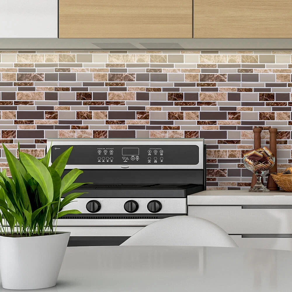 
Thicker Upgrade Peel and Stick Kitchen Back Splash Wall Sticker Faux Ceramic Tile Design 