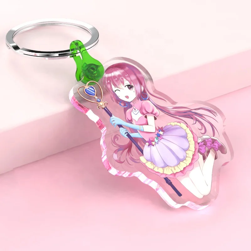 Wholesale VOGRACE cheap plastic keyring stock colorful  accessories attach to acrylic keychains