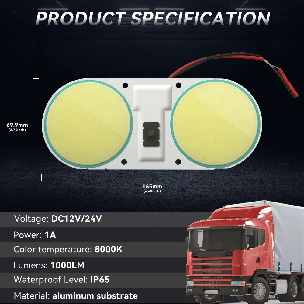 Super White Energy-saving COB 96 SMD Panel Led Lamp 24V for Auto Truck SUV Boat Ceiling Interior Light Warning Led Side Light