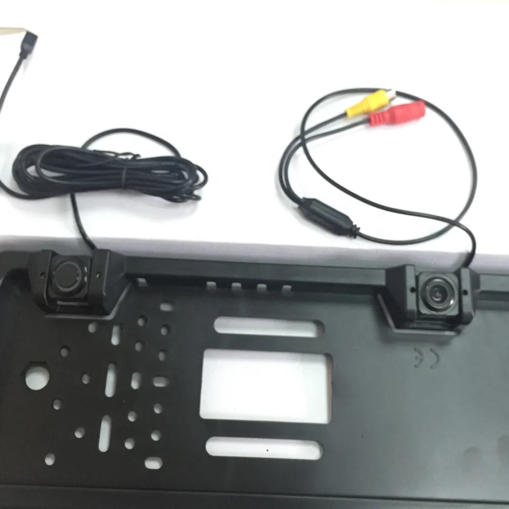 
European License Plate Parking Sensor 3 in 1 Car Rearview Camera with Two Probes And One Camera 