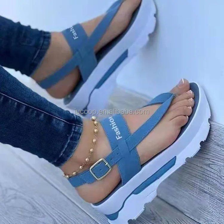 Popular custom Ladies flip flop women platform sandals outdoor wedge slides slippers summer shoes with thick bottom