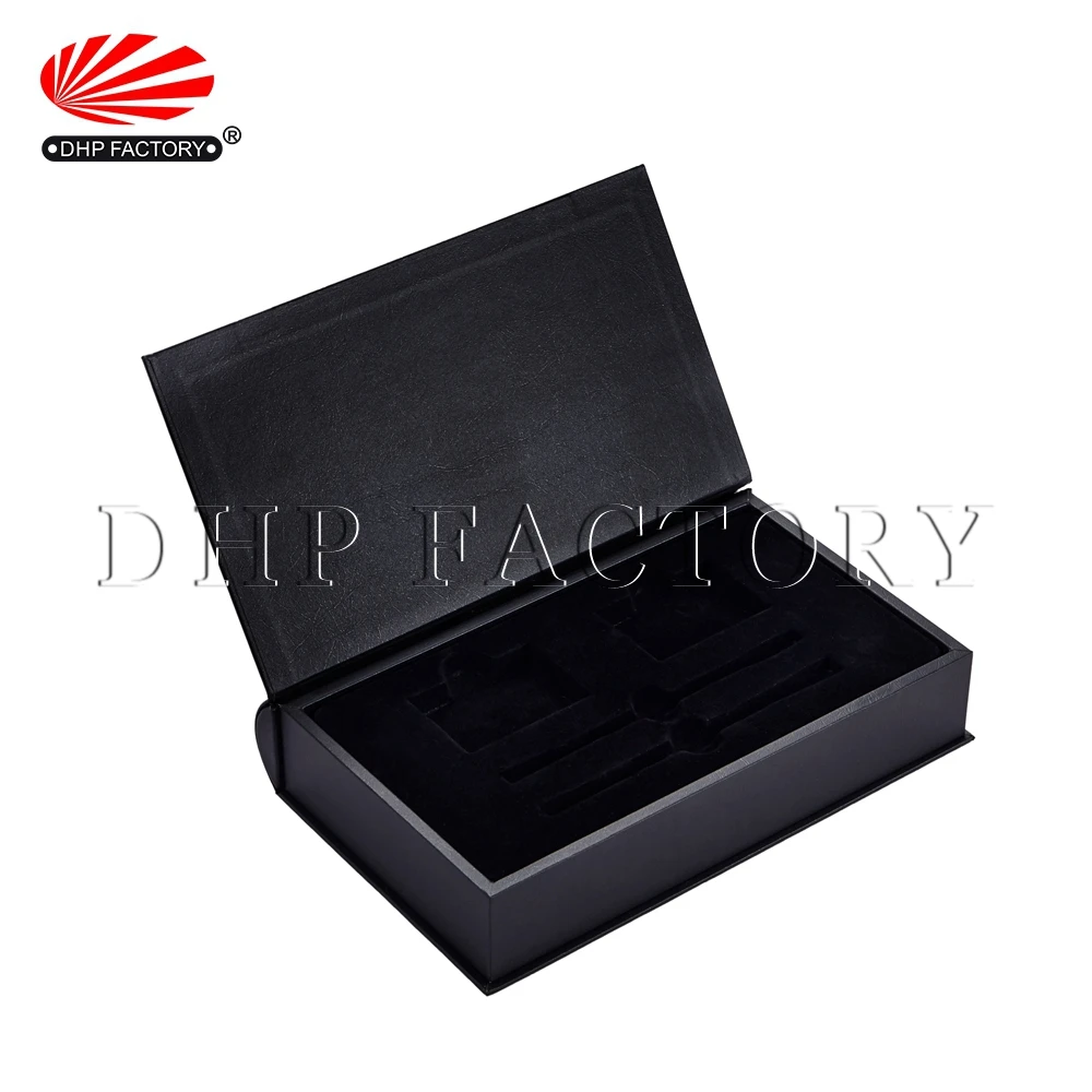 Personalized Color Printing Rigid Paper Cardboard Storage Magnetic Closure Gift Black Book Shape Packaging Box