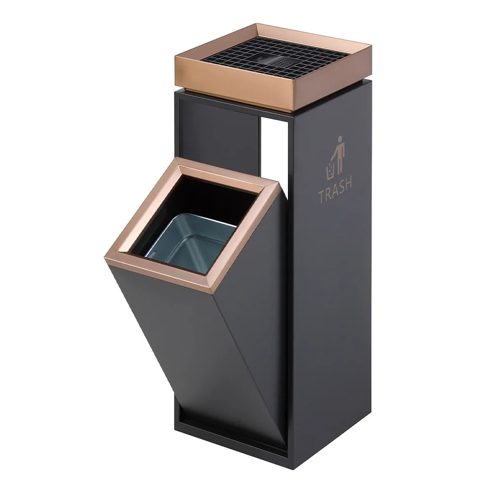 Commercial Shopping Mall Waste Bin Lobby Trash Can Ashtray Metal Garbage Bin Big