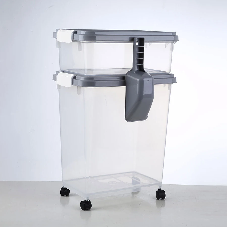 Rice Pet Food Container Plastic Bin Cat Dog Food Treat Storage Container For Animal